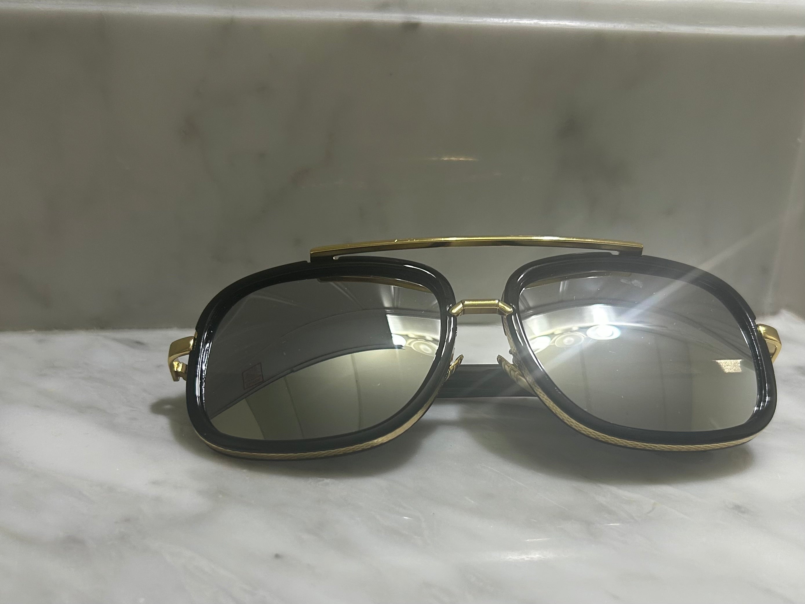 Metal Mirror Tint Square Sunglasses