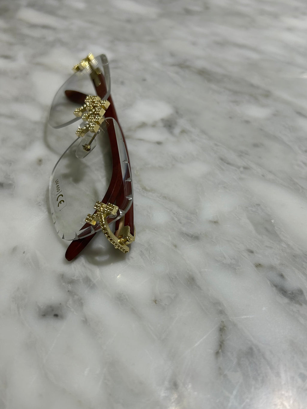 Rimless Cut Edge Square Sunglasses