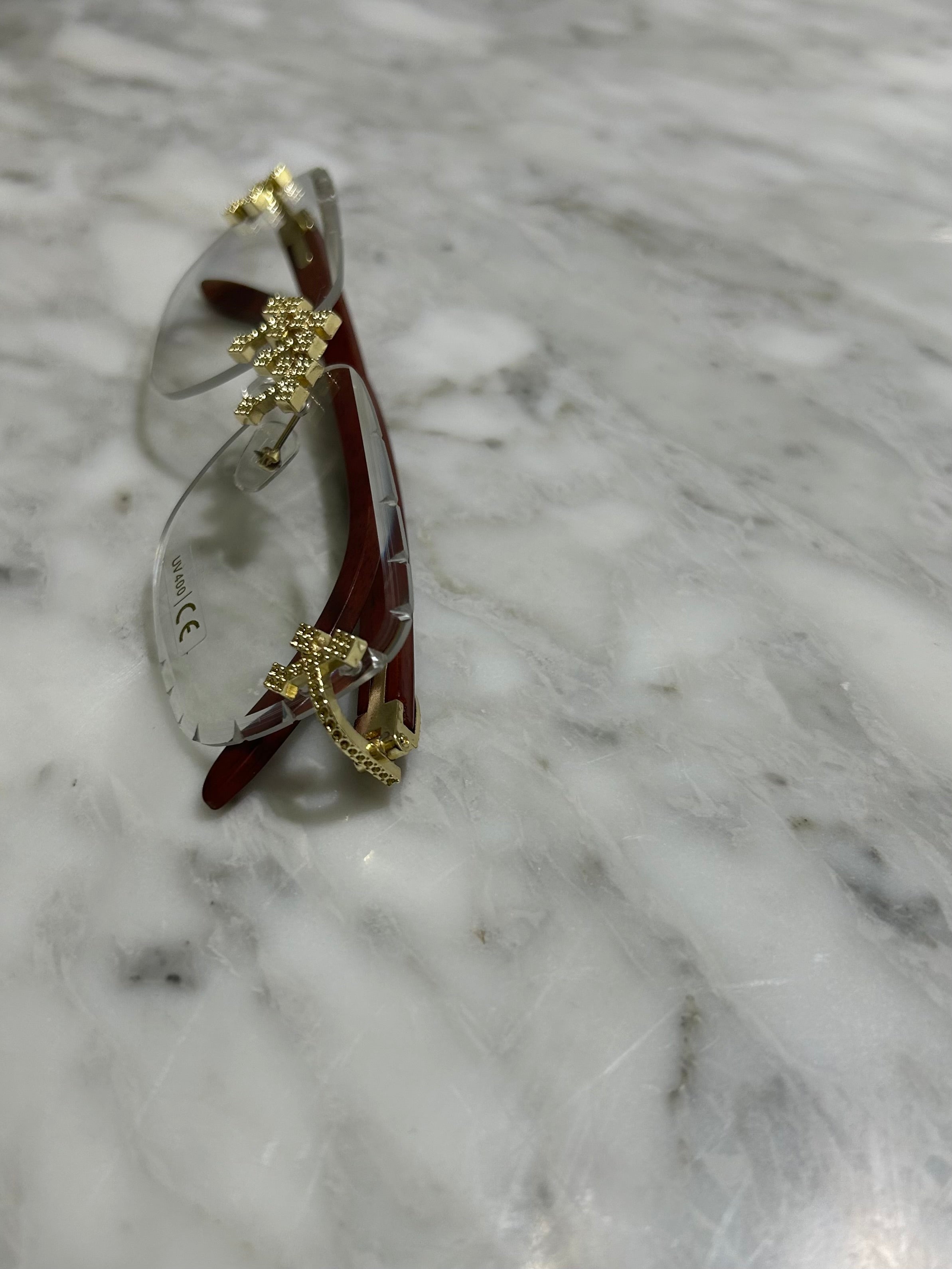 Rimless Cut Edge Square Sunglasses
