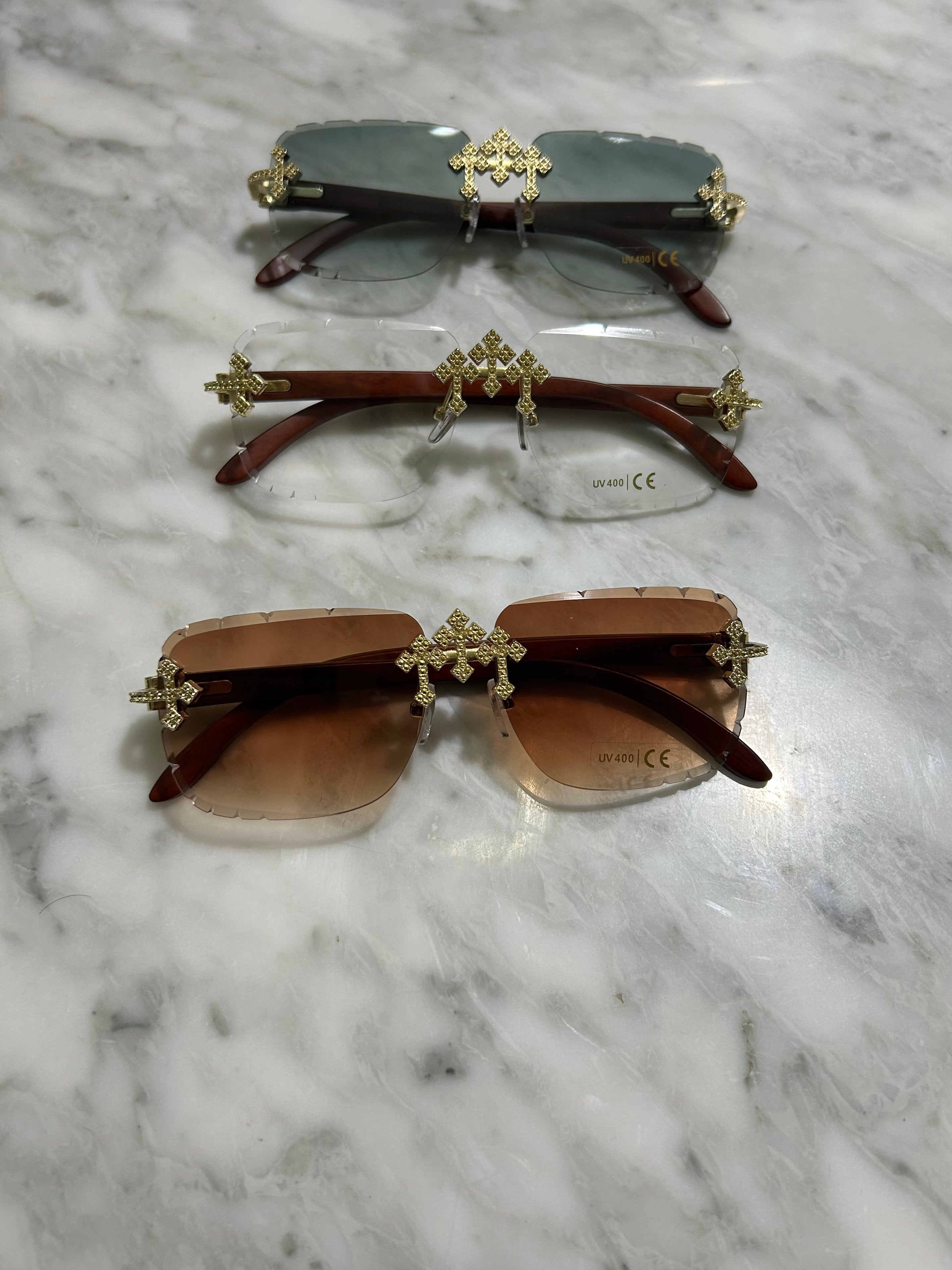 Rimless Cut Edge Square Sunglasses