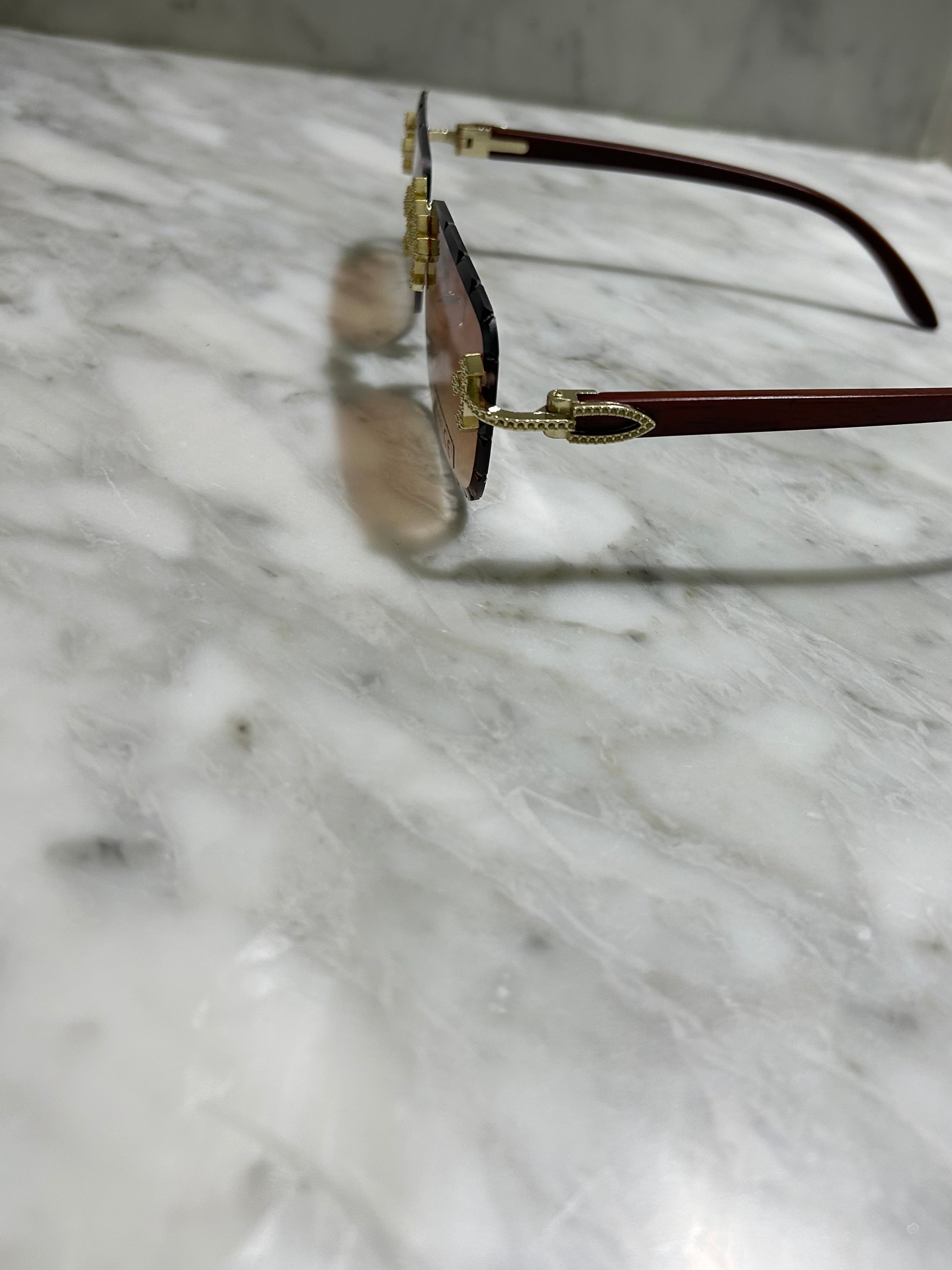 Rimless Cut Edge Square Sunglasses