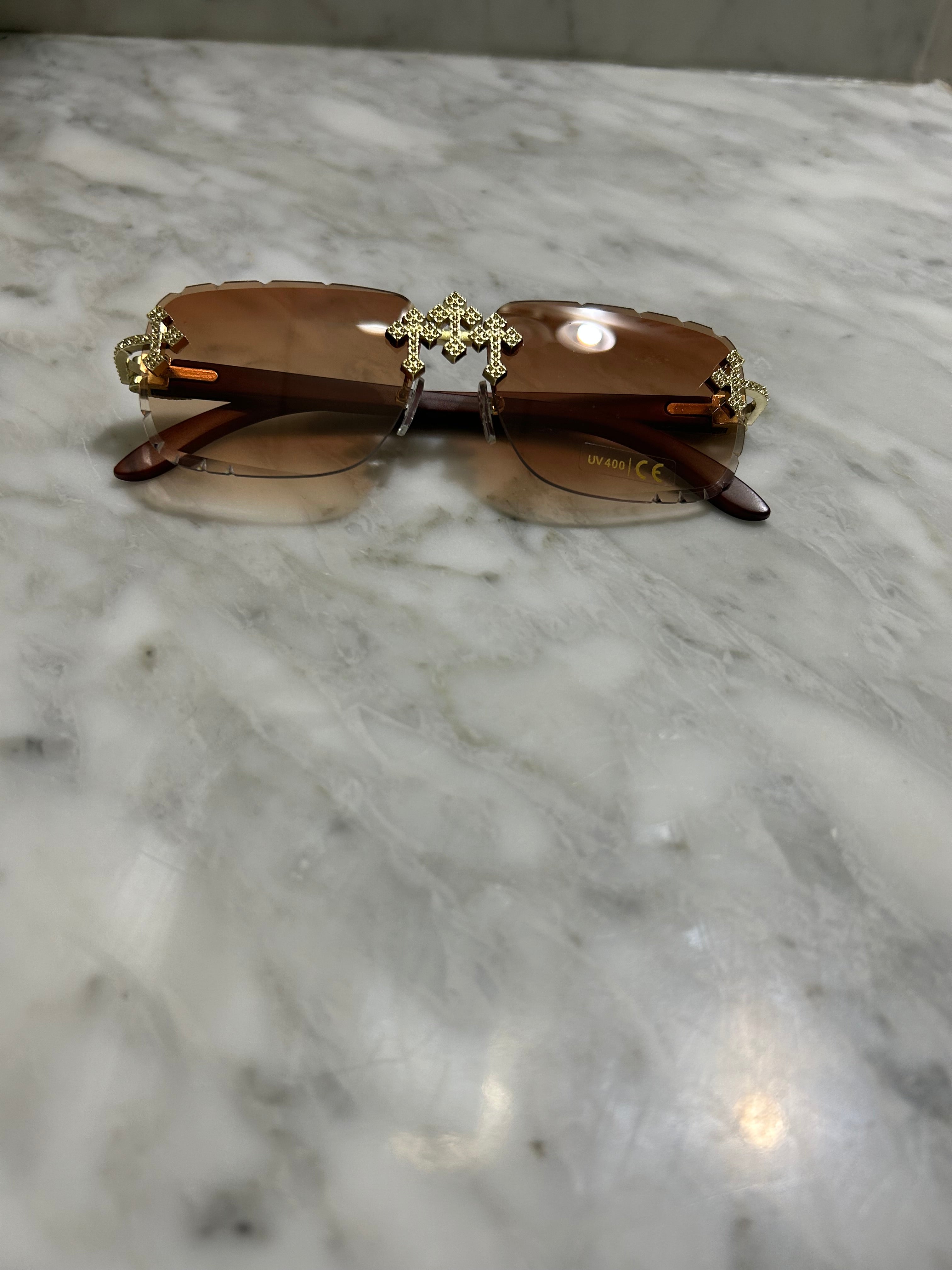 Rimless Cut Edge Square Sunglasses
