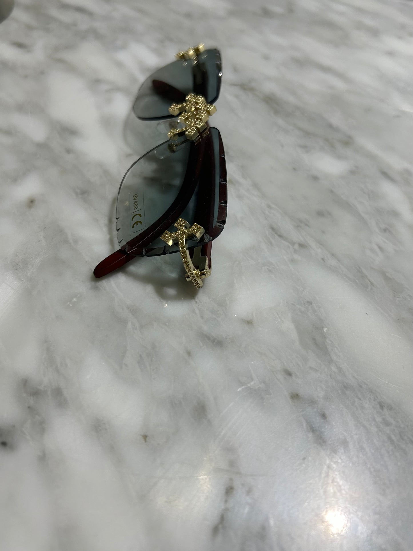 Rimless Cut Edge Square Sunglasses