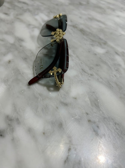 Rimless Cut Edge Square Sunglasses