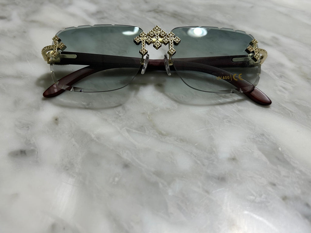 Rimless Cut Edge Square Sunglasses