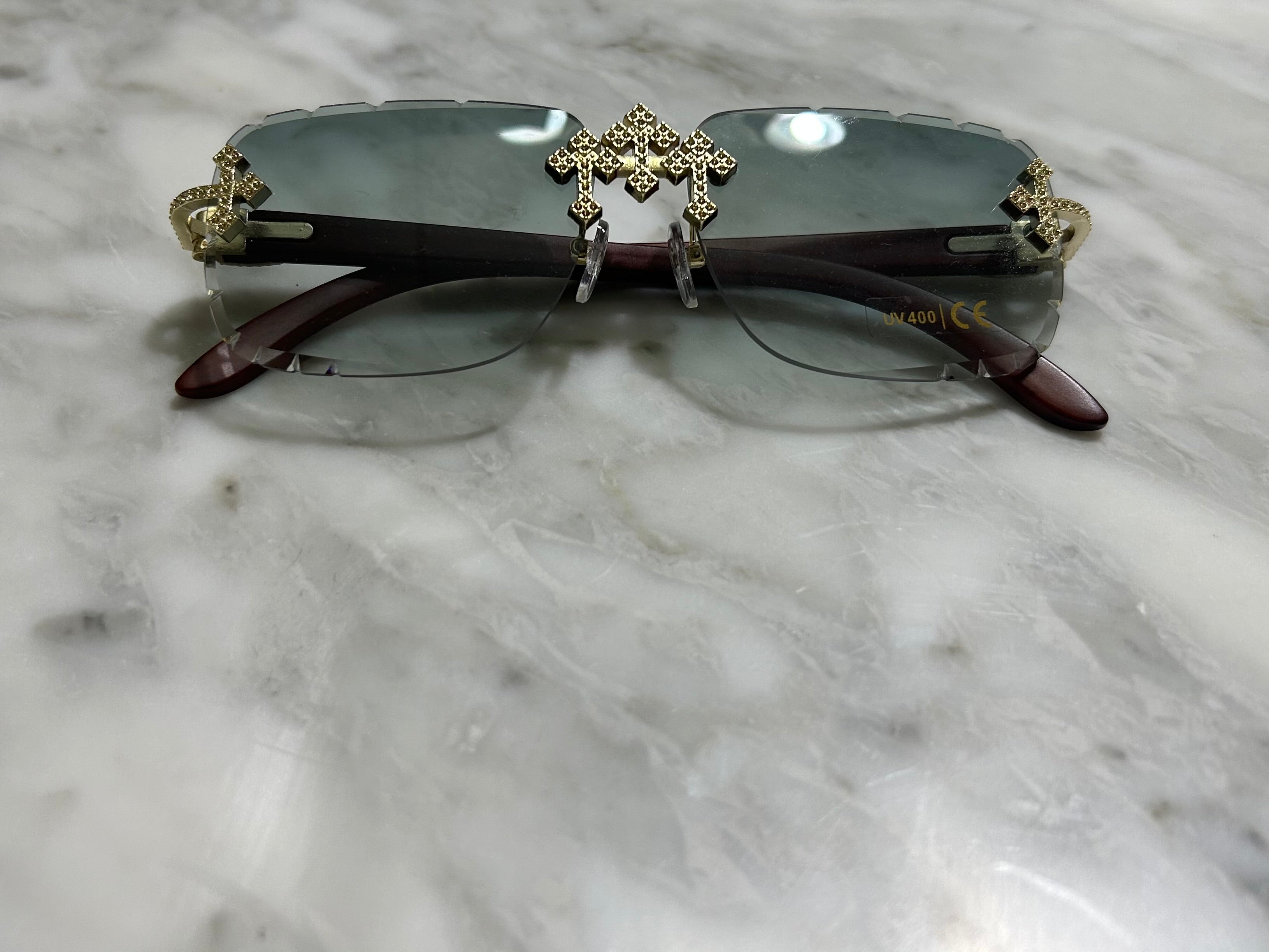 Rimless Cut Edge Square Sunglasses