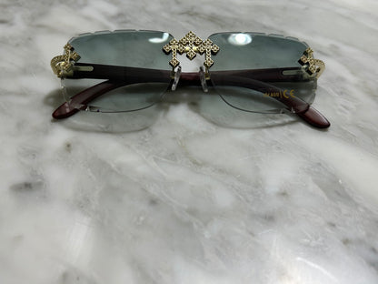 Rimless Cut Edge Square Sunglasses
