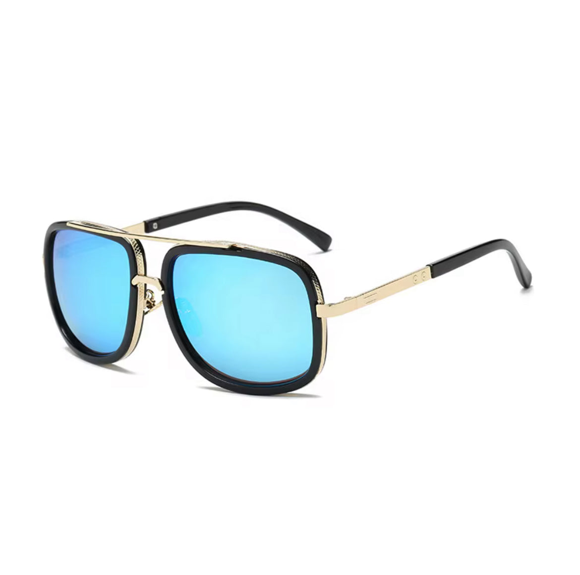 Metal Mirror Tint Square Sunglasses