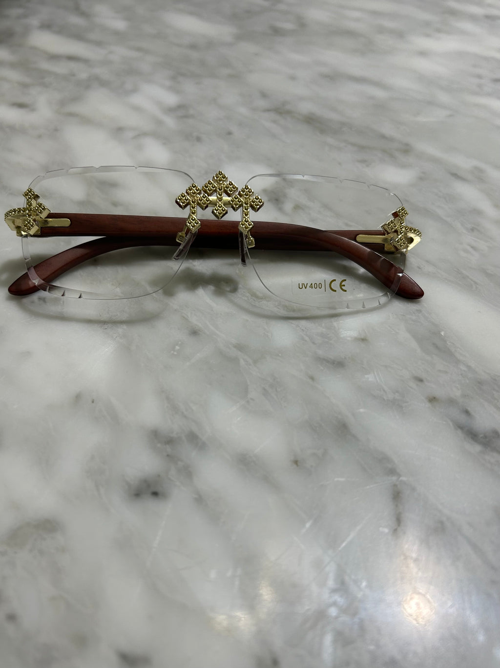Rimless Cut Edge Square Sunglasses