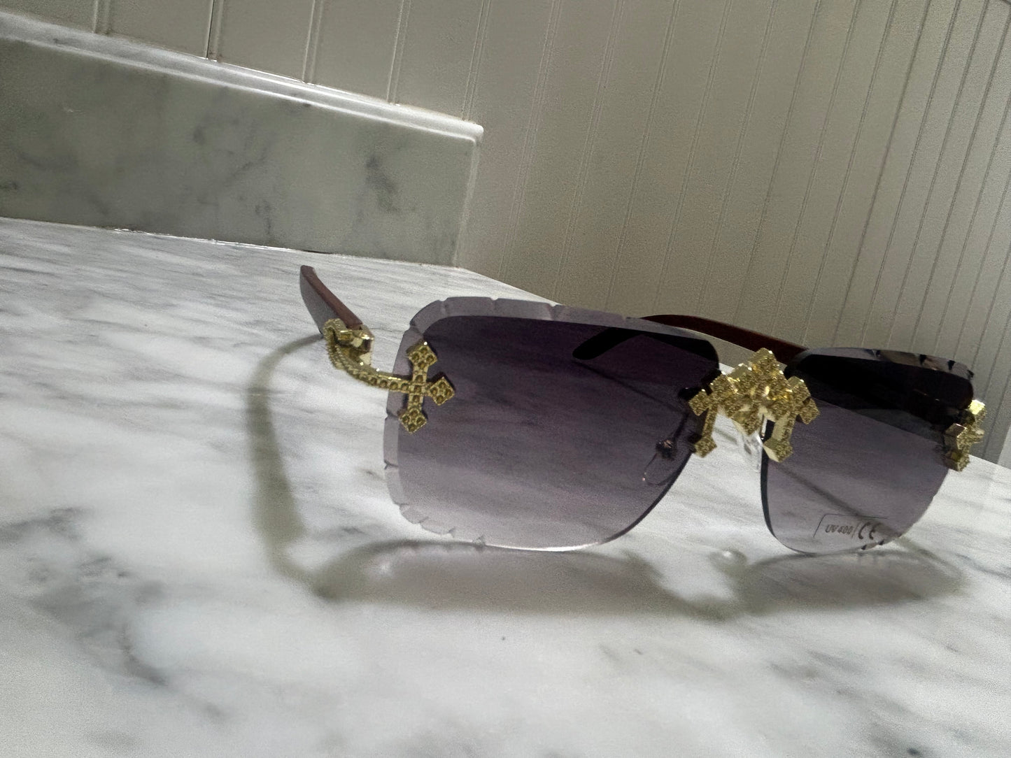 Rimless Cut Edge Square Sunglasses