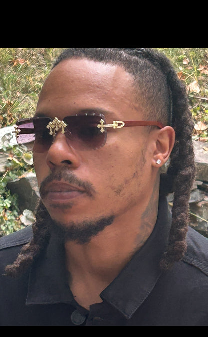 Rimless Cut Edge Square Sunglasses